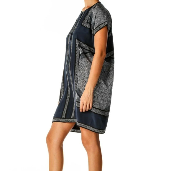 Vince silk geometric pattern scarf tunic dress SZ XS - Picture 3 of 11